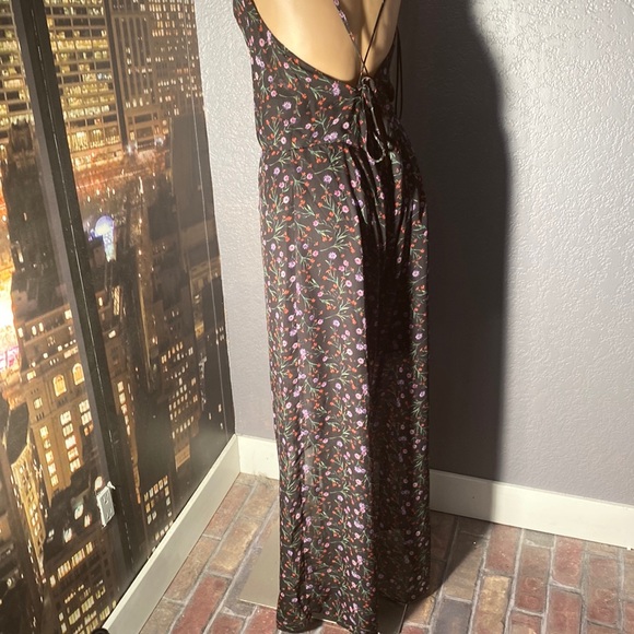 FREE PEOPLE / J.O.A. - sheer floral ties jumpsuit w top/shorts lining, zip - L - Picture 15 of 16